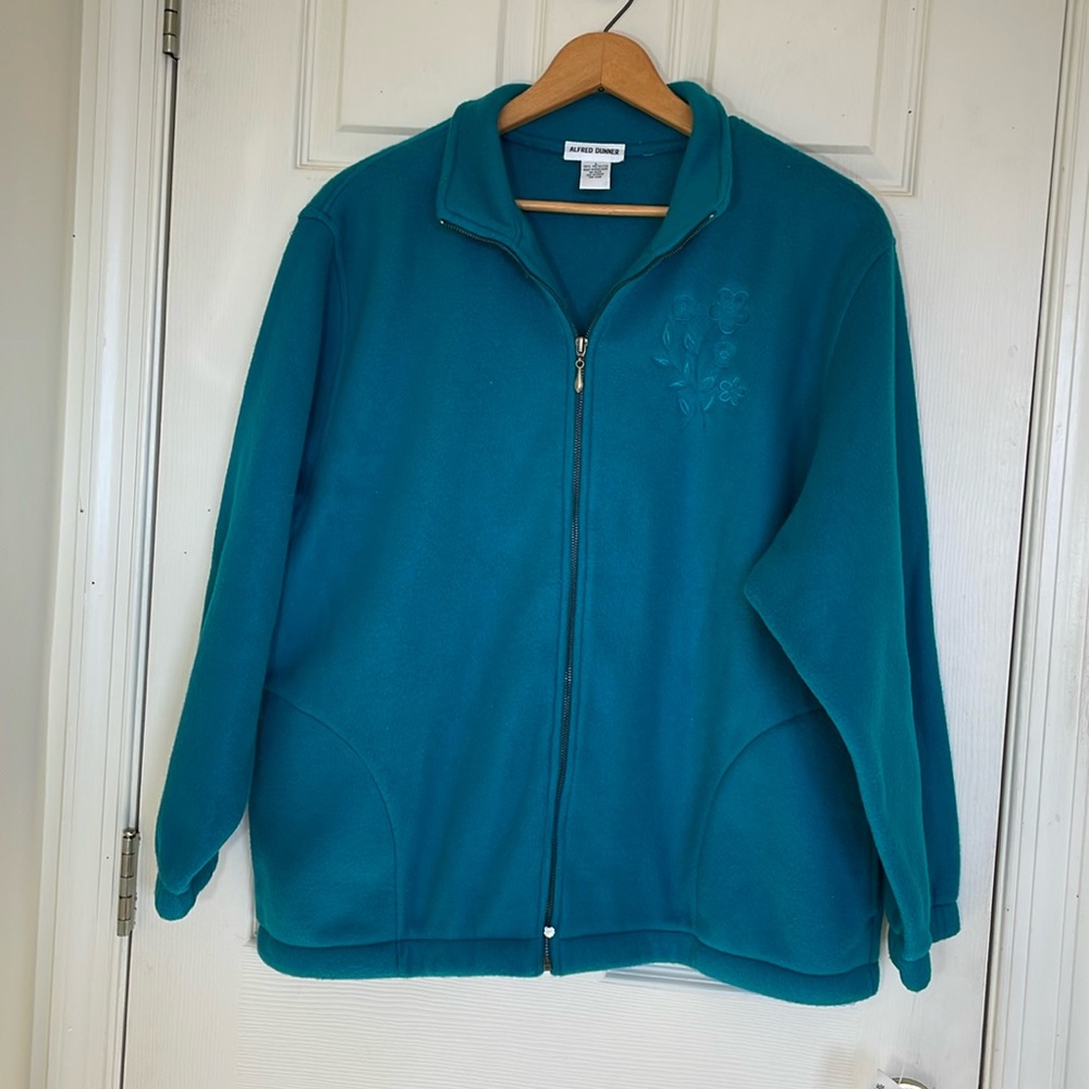 NWT ALFRED DUNNER TEAL Super Soft & Cozy Fleece Jacket Size Large